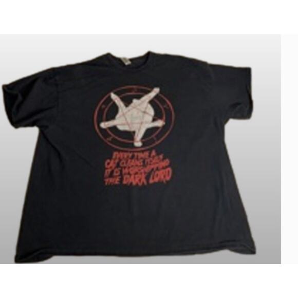 Goth Grunge Metal Graphic Tee Pentagram Dark Lord Quote Black Gildan 2XL - Picture 2 of 7